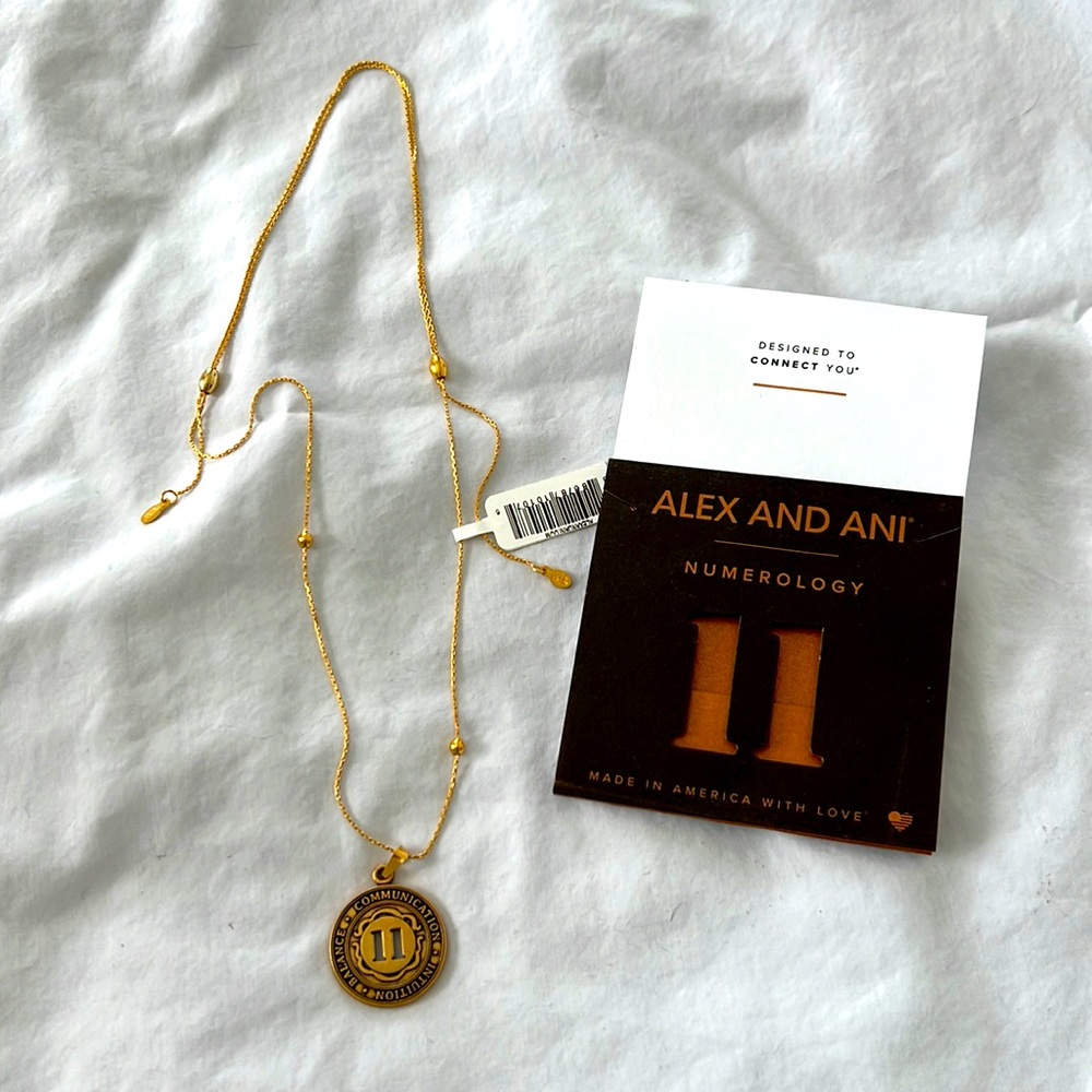 NWT Alex and Ani Numerology Expandable Rafaelian Gold Necklace #11